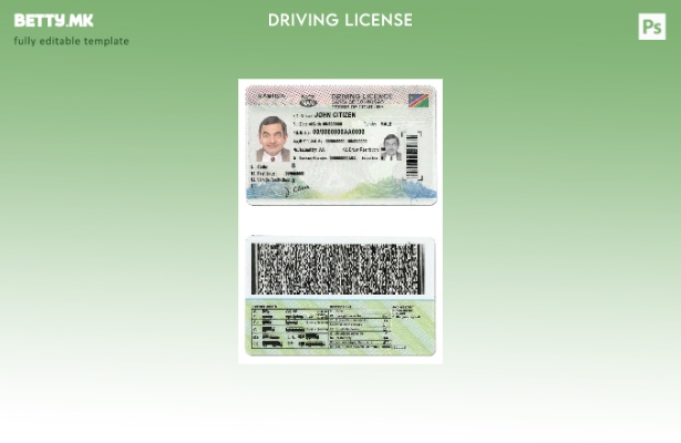 Шаблон за возачка дозвола од Намибија во модерен стил